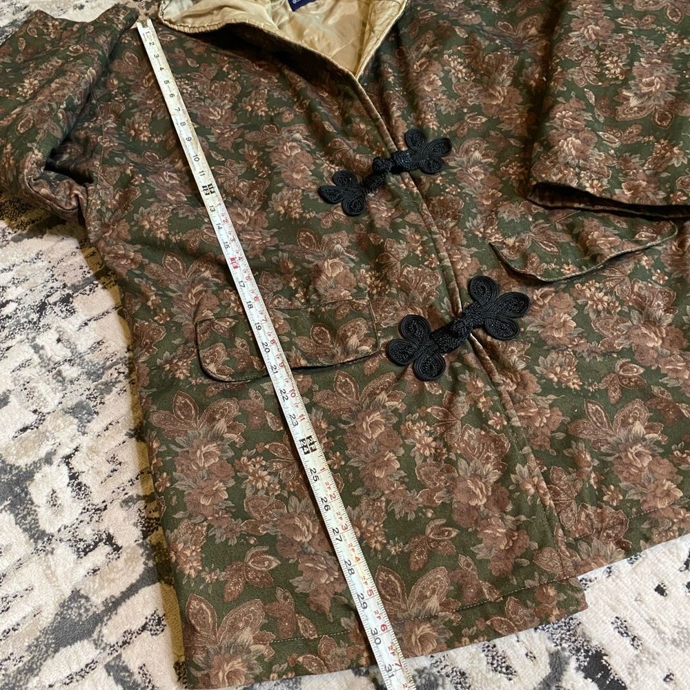 Vintage Toggle Button Jacket Brown Floral Womens XL - Picture 7 of 8